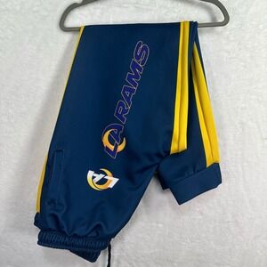 LA Rams Track Pants Mens XXL Blue Yellow Side Stripe Athletic Joggers